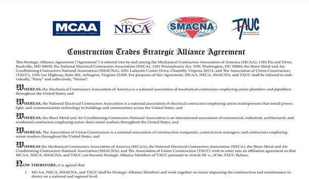 NECA, MCAA, SMACNA & TAUC Form Strategic Alliance