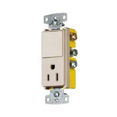 Bryant RCD308ALTR Residential Grade 3-Way Combination Rocker Switch With Receptacle