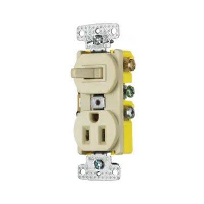 Bryant RC108ITR Residential Grade Single Pole Combination Toggle Switch With Receptacle