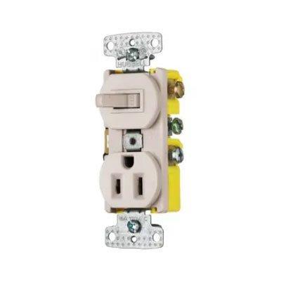 Bryant RC108LATR Residential Grade Single Pole Combination Toggle Switch With Receptacle