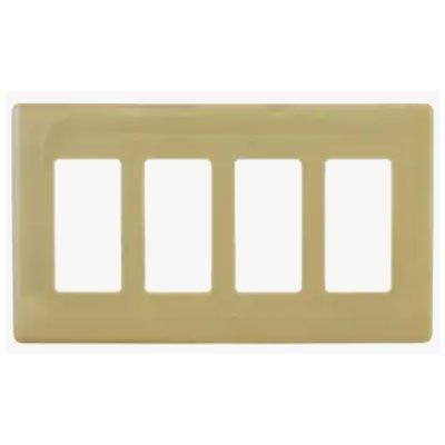 Bryant NPS264I Ivory 4-Gang 4-Decorator Snap-On Wallplate