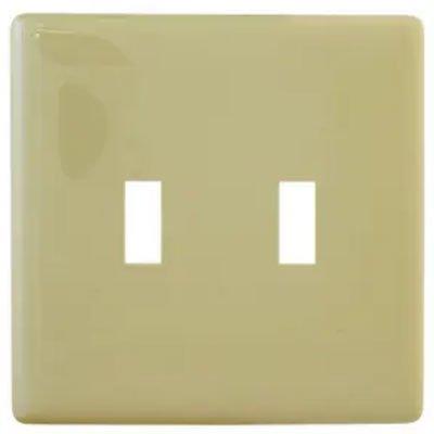 Bryant NPS2I Ivory 2-Gang 2-Toggle Snap-On Wallplate