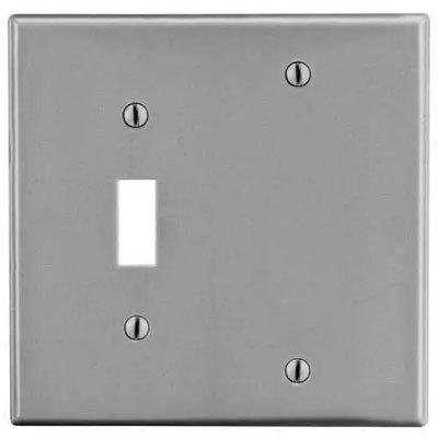 Bryant P113GY Gray 2-Gang 1-Toggle 1-Blank Wallplate