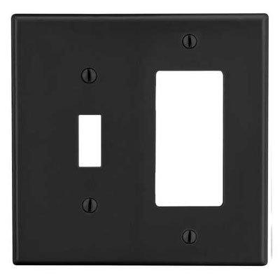 Bryant P126BK Black 2-Gang 1-Toggle 1-Receptacle Wallplate