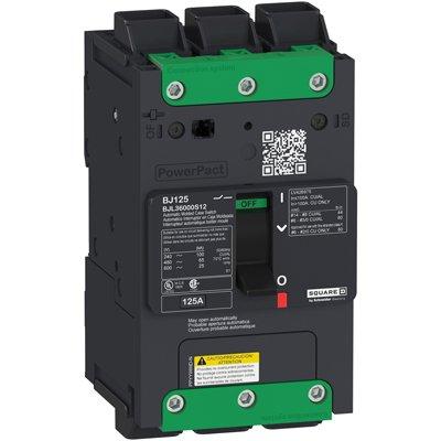 Schneider Electric BDL36000S12 Automatic Switch, PowerPact B, Unit Mount, 600 V AC, 125 A, 3 Pole, EverLink