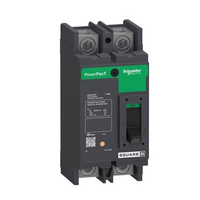Schneider Electric QDP22200TM Circuit breaker, PowerPacT Q, 200A, 2 pole, 240VAC, 25kA, lugs, thermal magnetic, 80%, bottom of panel