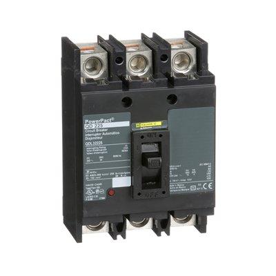 Schneider Electric QDP32200TM Circuit breaker, PowerPacT Q, 200A, 3 pole, 240VAC, 25kA, lugs, thermal magnetic, 80%, bottom of panel