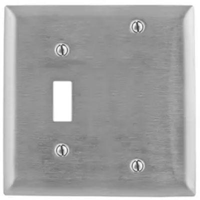 Bryant SS113 Stainless Steel 2-Gang 1-Toggle 1-Blank Wallplate