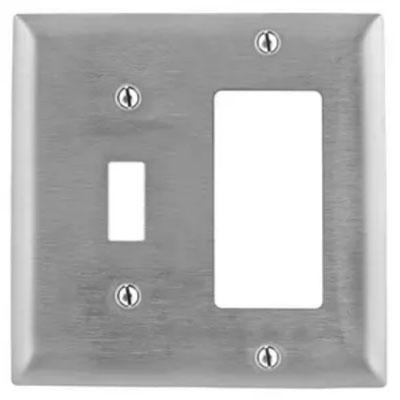 Bryant SS126L Stainless Steel 2-Gang 1-Toggle 1-GFCI Opening Wallplate