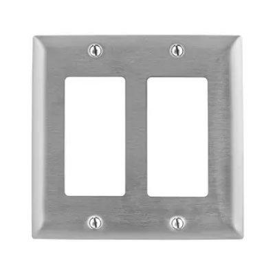 Bryant SS262L Stainless Steel 2-Gang 2-GFCI Opening Wallplate